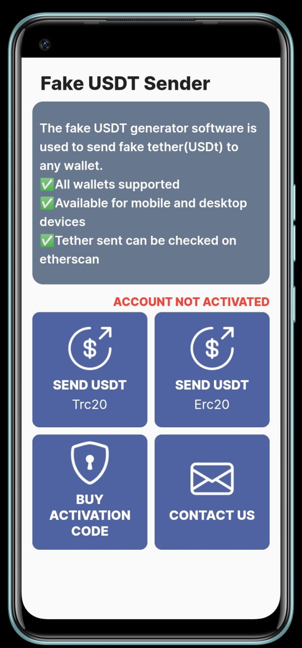 Fake TETHER USDT SENDER SOFTWARE APK